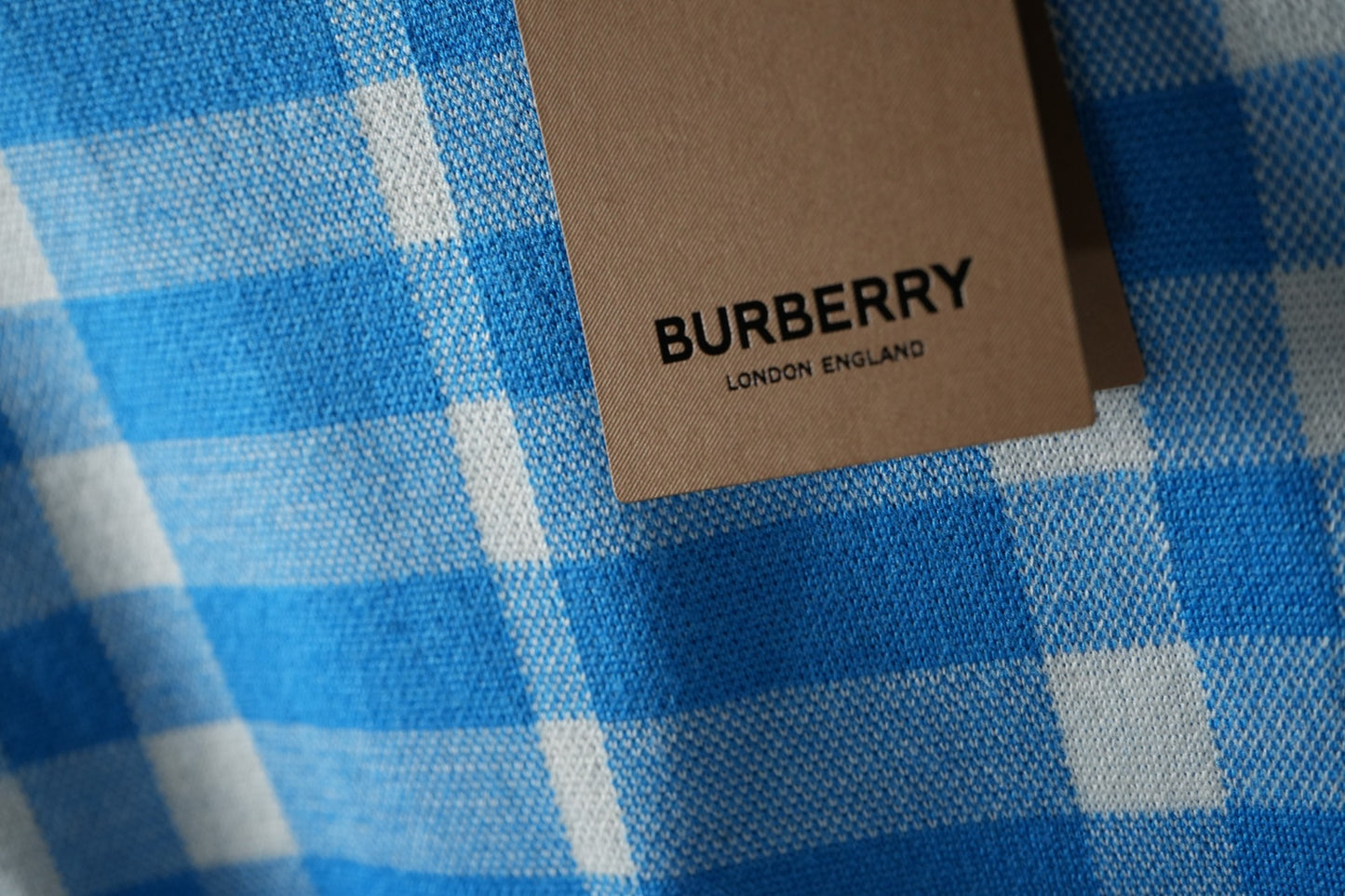 BURBERRY CHECK-JACQUARD PRINT T-SHIRT (BLUE)