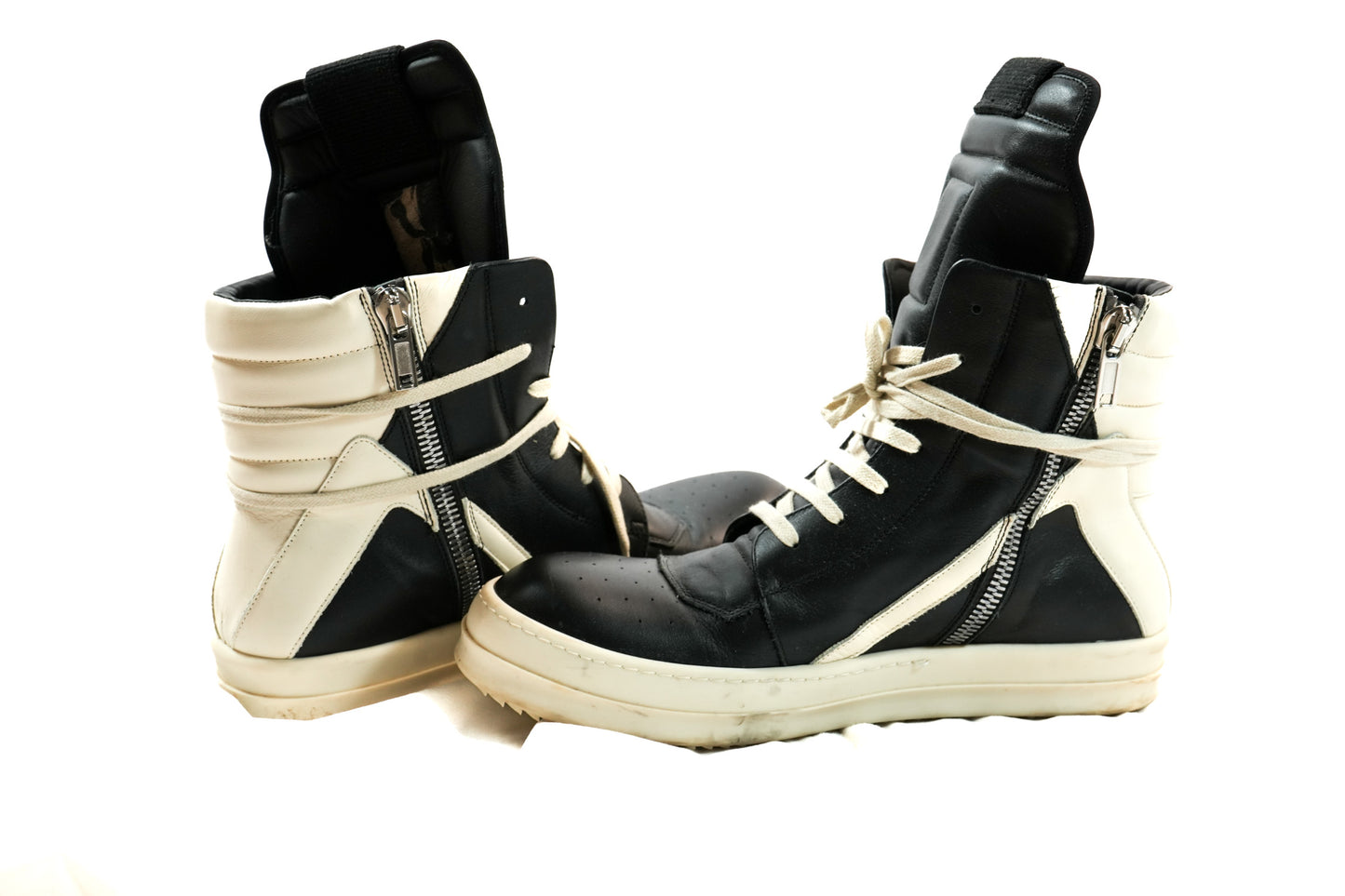 RICK OWENS GEOBASKET BLACK/MILK size 43 (US10 M)